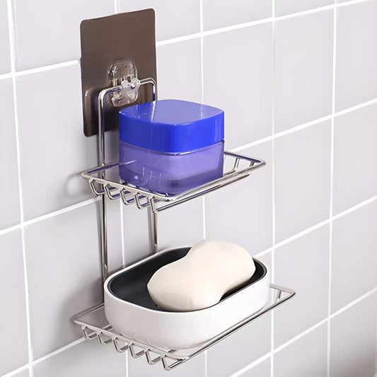 Double-Layer Stainless Steel Soap Holder with Hook